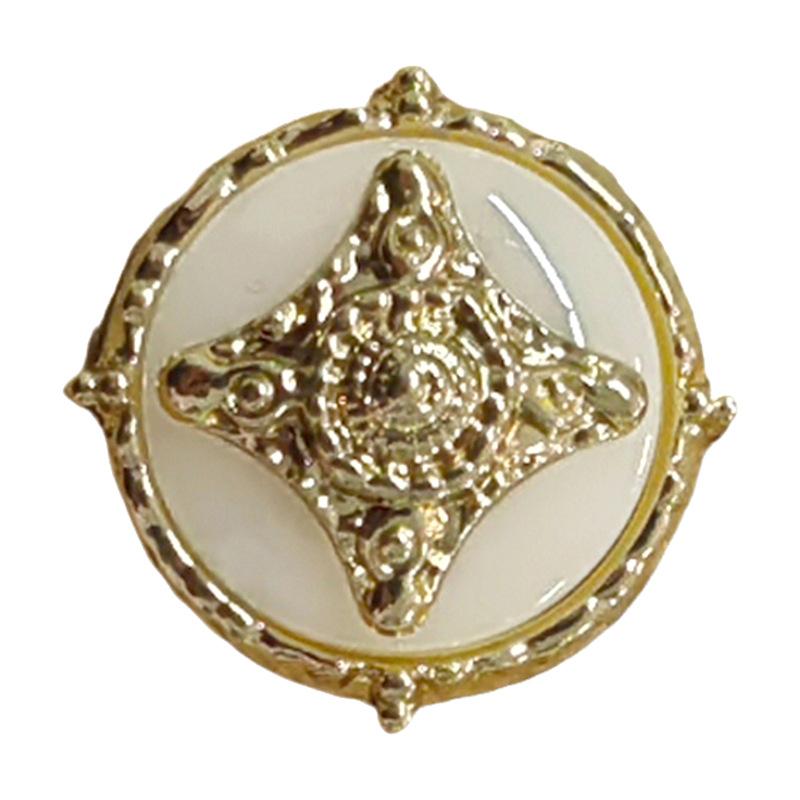 5Pcs Four-Leaf Rudder-Shaped Metal Button, Small Fragrant Coat Decorative Button, Trendy Coat Trench Coat Coat Button