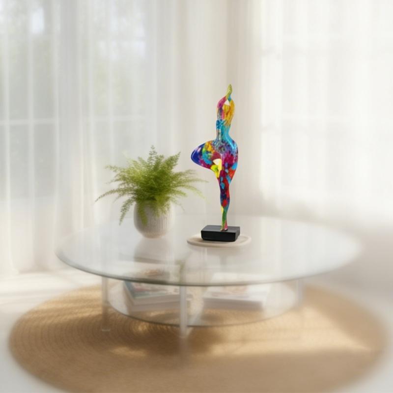 Modern Dancing Lady Statue Colorful Graffiti Resin Abstract Woman Sculpture Perfect For Living Space And Office Decors