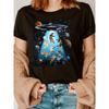 Stylish Galaxy Cat Print Crew Neck Short Sleeve Casual T-Shirt for Women, Perfect for Summer & Spring