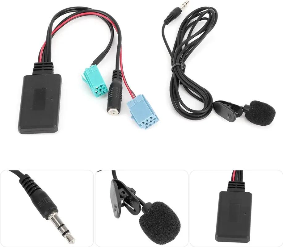 Cable 6Pin Cable Car Stereo AUX‑IN Adapter with Microphone Fit for Clio/Espace/Megane