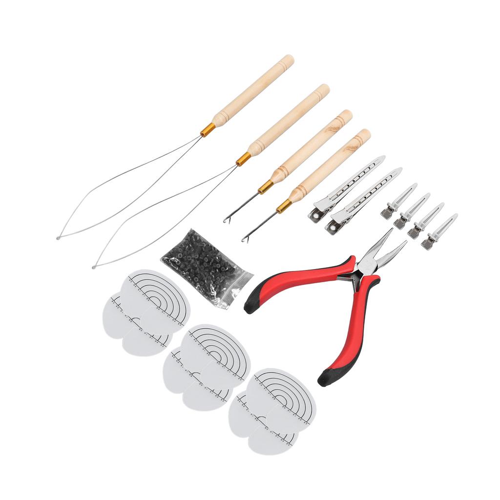 Set de instrumente de extensie a părului Inele de silicon Clește de păr Tragere ac Cârlig Ac Transparent Heat Prote