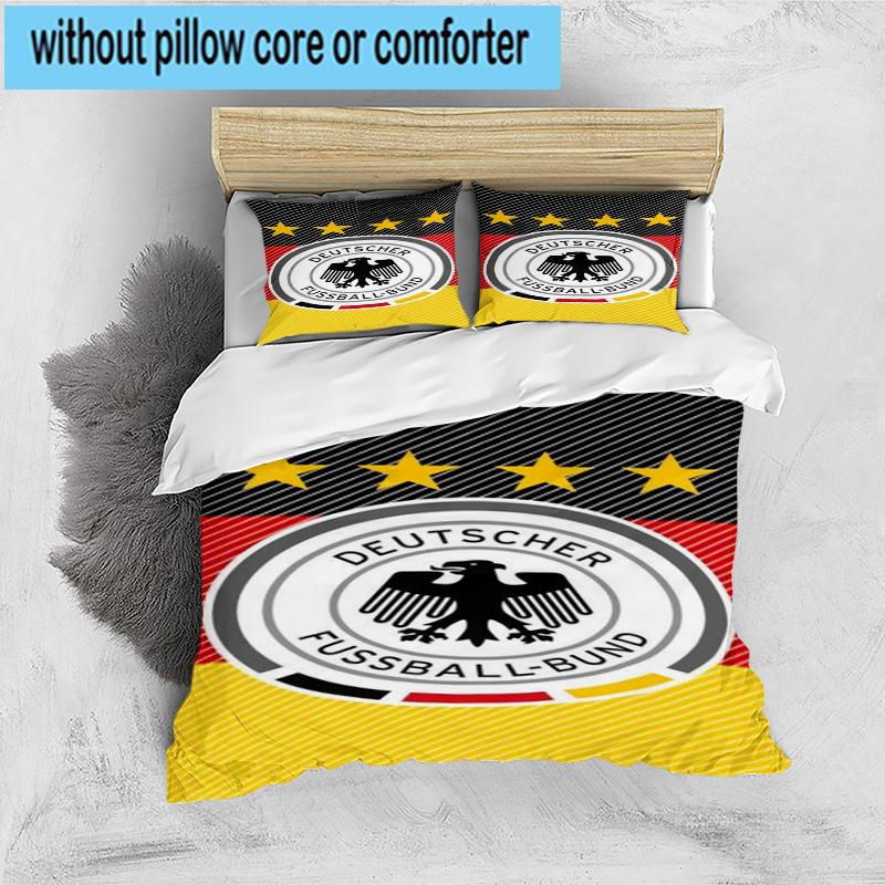3pcs Germany Football Emblem Printed Bedding Set Duvet Cover Closure Includes 1 Duvet Cover & 2 Pillowcases Bedding Sets Home Decor Gifts