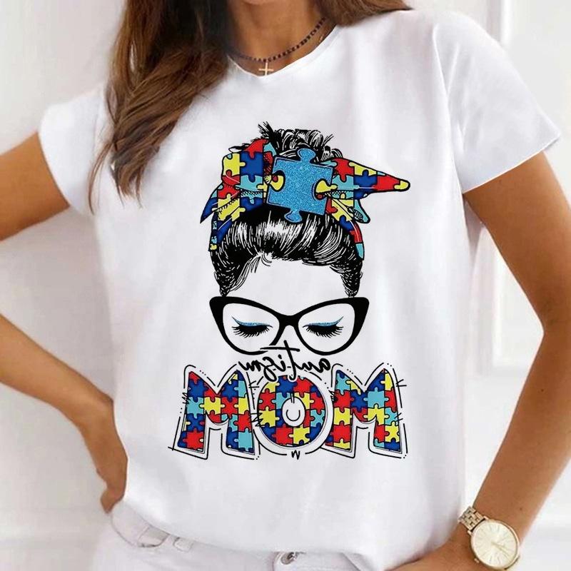 MOMO Printed Women's Short-Sleeved T-shirt round Neck Graphic Top Aesthetic Clothing Summer polyester fabricfor Women Model
