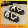 One-word Buckle with Muffin Thick-soled Popular Women's Sandals 2025 Summer New Models with Skirts Fashionable Versatile Sandals Women