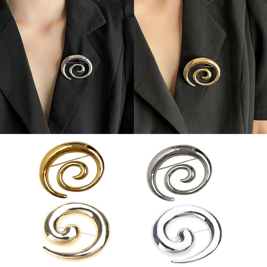 Lightweight Alloy Vortex Shaped Brooch Elegant Lapel Pin Eye Catching Vortex Shaped Brooch Pin for Daily Wear Parties