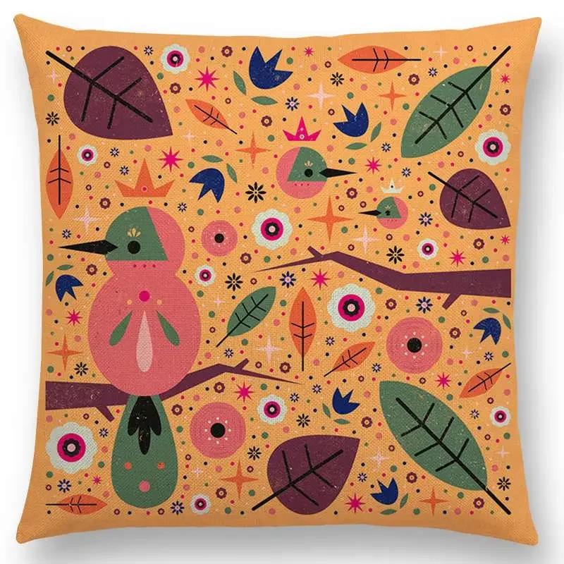 Niedliche Cartoon-Tiere Sofa Überwurf Kissenbezug Blumen Blatt Mond Sterne Nachthimmel Fuchs Flamingo Katze Schwan Vogel Narwal Kissenbezug