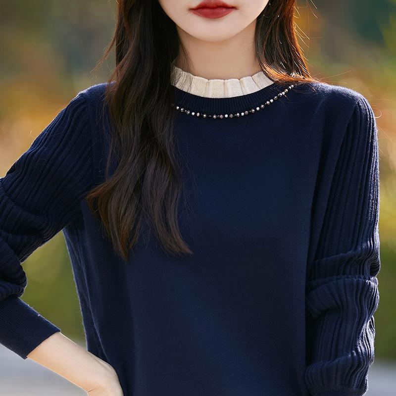 Pull en cachemire pour femme Qinghe cachemire 50% soie 50% laine pull en cachemire automne et hiver doux et chaud