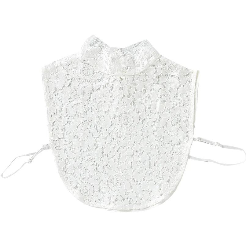 Women Lace Floral Embroidery False Collars Adjustable Detachable Shirt Fake Collars Blouse Top Half Shirt Sweater Decoration