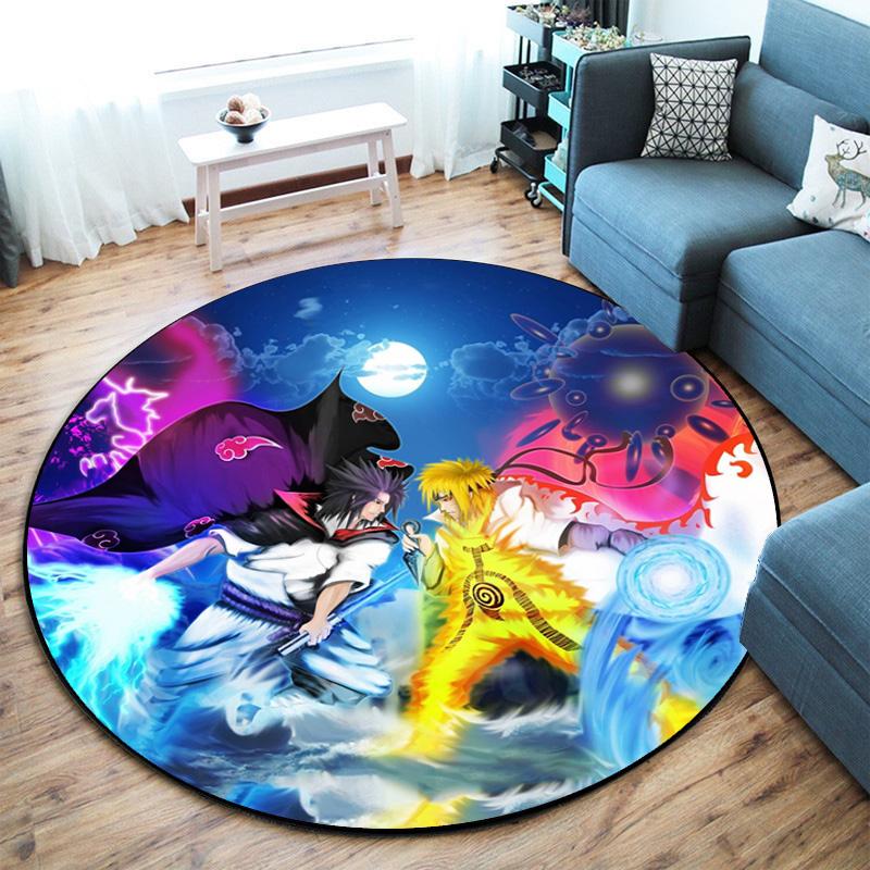 Berühmter Cartoon NARUTO Protagonist Uzumaki Naruto runder Teppich weiche Heimdekoration rutschfeste Fußmatte Outdoor Picknickmatte Teppich M6