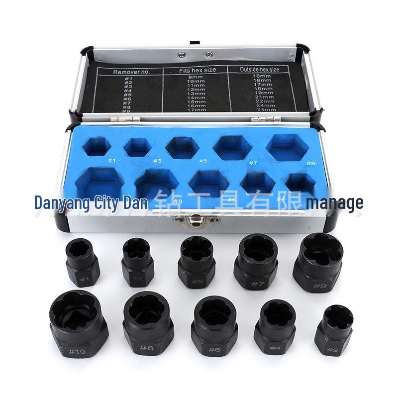 10-Piece Broken Screw Extractor & Angled Nut Remover Set