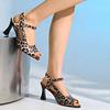 Fashion Sexy Leopard Print Thin Sole Sandals Women Fashion 2025 Back Strap Peep Toe Sandal Ladies Office Ladies Plus Size Sandals Mujer