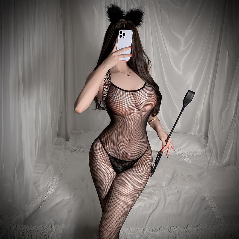 Sleeping Pantyhose Sexy Female Hot Flirting Passion Midnight Glamour Open Crotch Free Siamese Lace Mesh