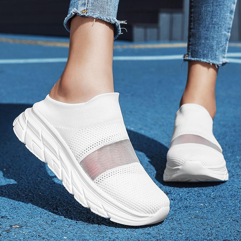 Women's Sandals Backless Walking Sneakers Summer Couple Slip On Mule Socks Shoes Closed Toe Slippers Men Clogs Over Sized