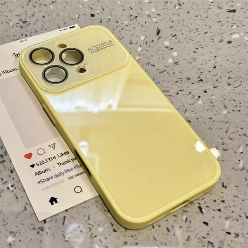 

Роскошный Желейный Макарон Большой Защитный Чехол для Камеры для iPhone 17 16 15 14 13 12 Pro Max Plus Жесткий Акриловый Конфетный Глянцевый Чехол iPhone 12 Pro жёлтый