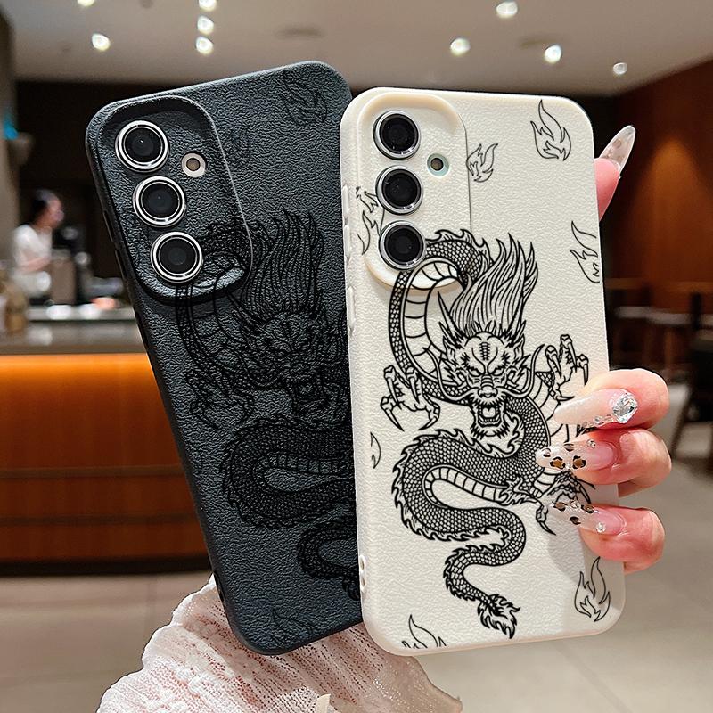 Husă Moale TPU cu Model Dragon Pentru Samsung S25 Ultra S24 FE S23 S22 A56 A36 A16 A15 A55 A35 Textură Piele Mată Subțire Rezistentă la Șocuri Husă Bumper