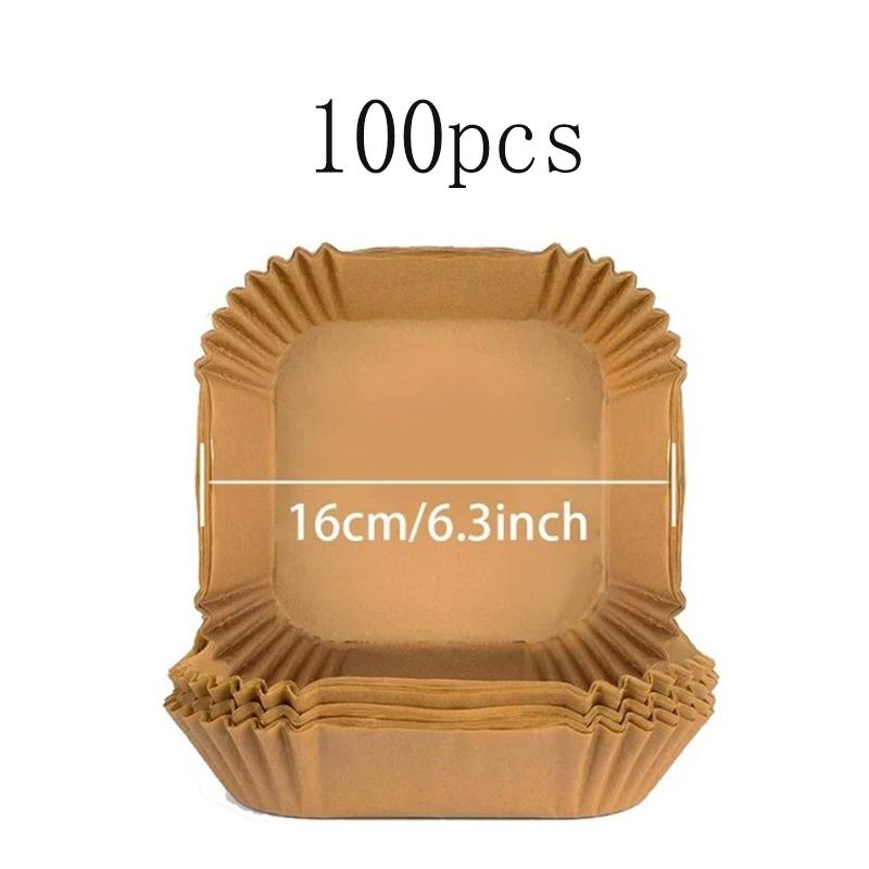 50/100Pcs Air Fryer Disposable Paper Square Round Baking Paper Barbecue Plate NonStick Mat Kitchen Oven Oil Absorbing Paper Tool