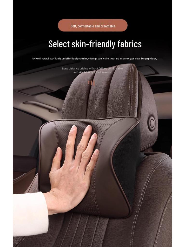 Genuine Leather Headrest & Lumbar Support for Toyota Crown Land Cruiser - Comfortable Neck Support & Decorative Accessory