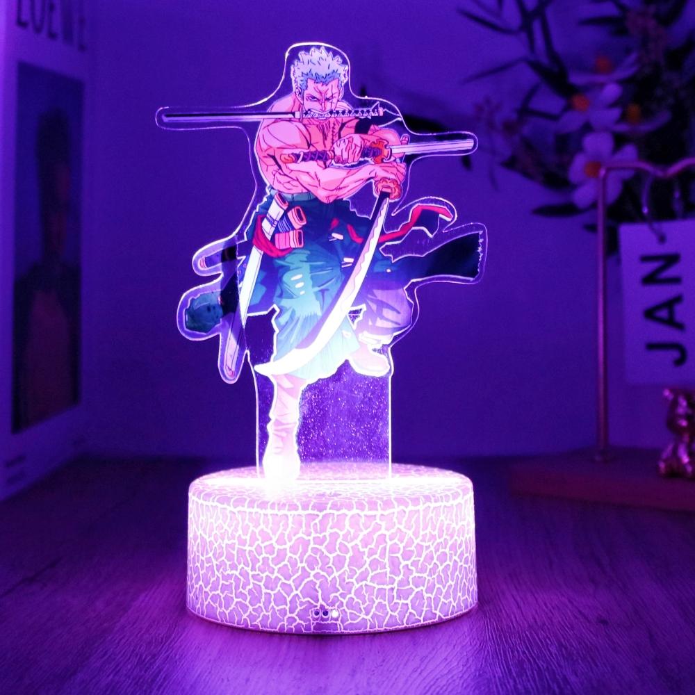 Actionfigur One Piece Luffy Zoro Anime Figuren 3D Lampe PVC Action Sammlermodell Spielzeug LED Nachtlicht Kinder Weihnachtsgeschenk