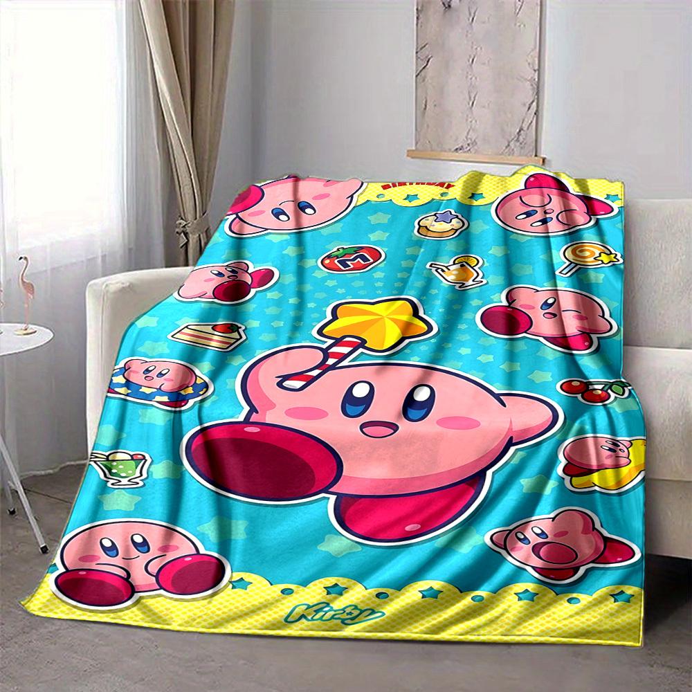 1 manta de franela Kirby de cumpleaños, suave y agradable para la piel con estampado digital, varios tamaños disponibles para la familia, amigos, cumpleaños.