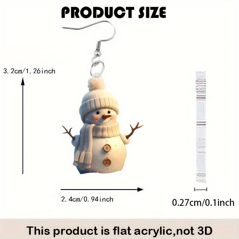 Snowman Acrylic Adorable Earrings For Winter Featuring Cute Scarf And Mittens Design