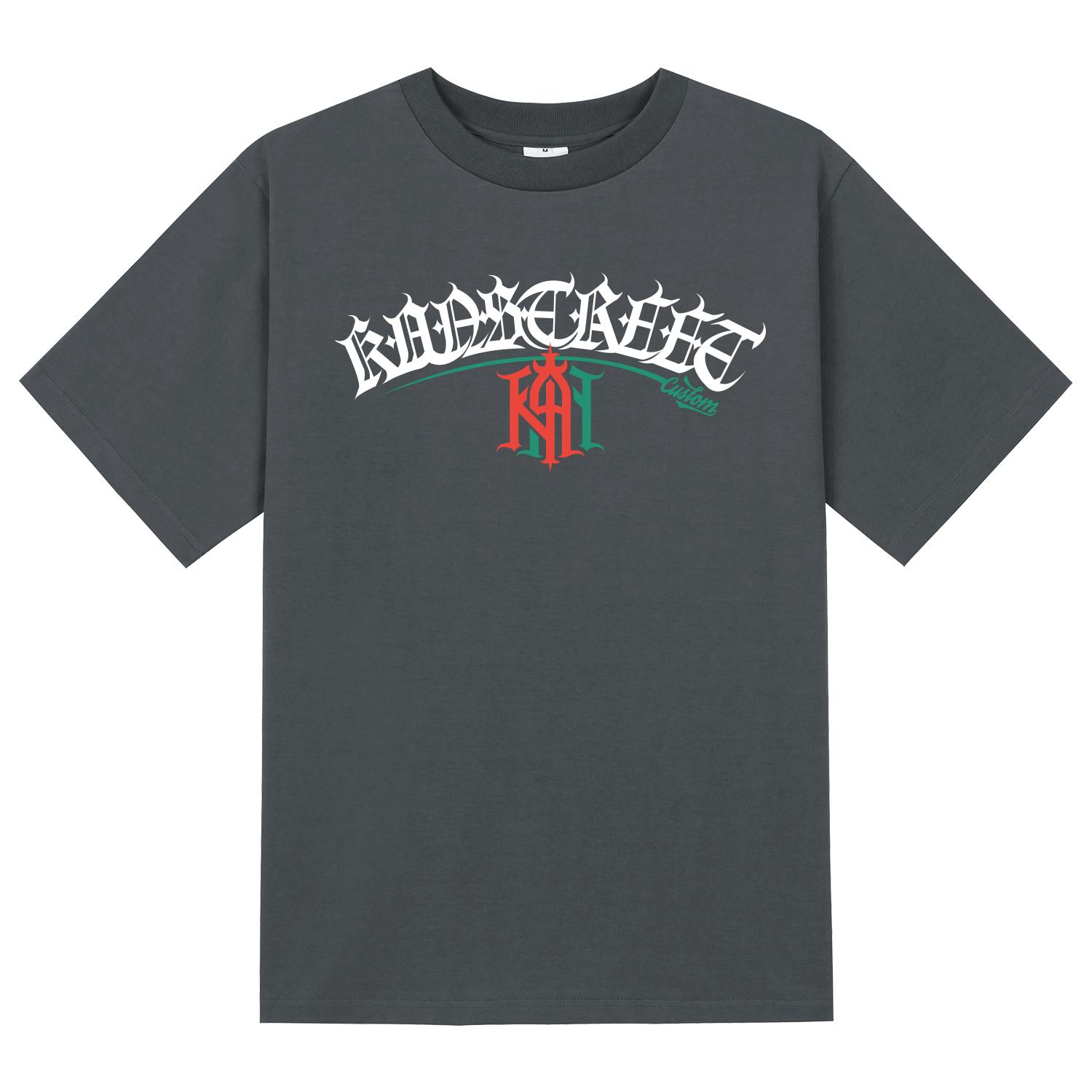 Khan 6312 Ktg0160 Lettering Khan Two-Cut Short Sleeve T-Shirt - Gray Gray/L