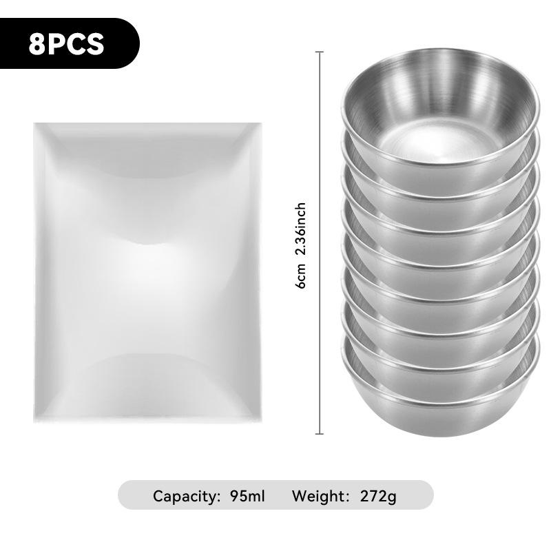 4-Piece Set of Gold 304 Stainless Steel Round Seasoning & Dipping Bowls for Soy Sauce