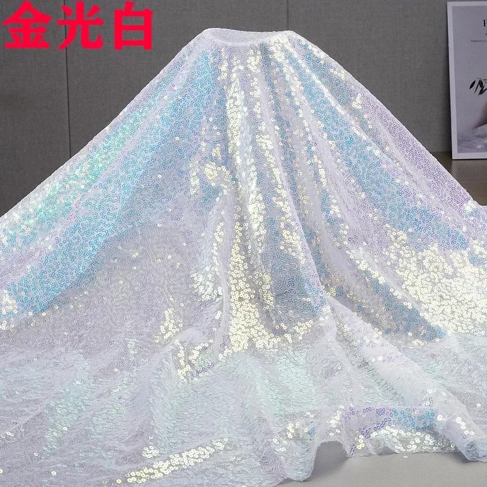 3mm Illusion Small Sequin Embroidered Fabric Stage Evening Dress Embroidered Fabric Background Tablecloth Luggage Fabric
