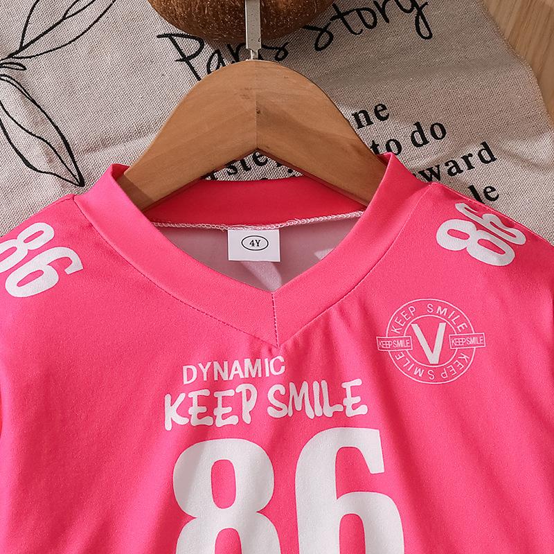 Girls' Suit Children's Wear Autumn New American Style Western-style Alphanumeric Print Long Sleeve Top Half Skirt