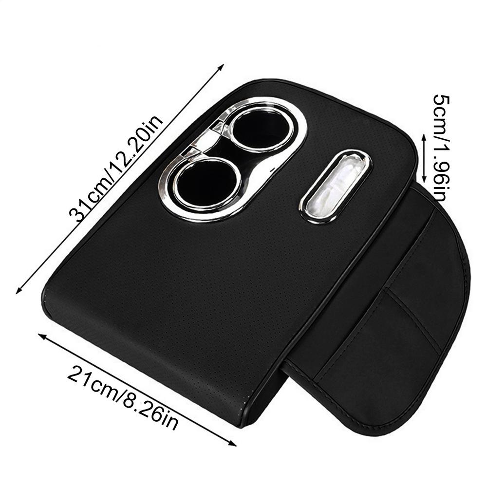 

Armrest Cushion Automotive Armrests Cup Holder Tissue Box with Side Pocket Thick Heightening Mat for Driver SUV RV Trailer Truck чорний