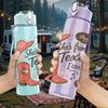 1PC Texas Cowgirl Boots Hat 750ml Color Plastic Sports Water Bottle Leakproof Flip Straw Lid Suitable for Sports Office Home Use