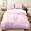 3pcs pink floral butterfly pattern duvet cover set 1 duvet cover+2 pillowcases coreless. Soft and comfortable bedding set
