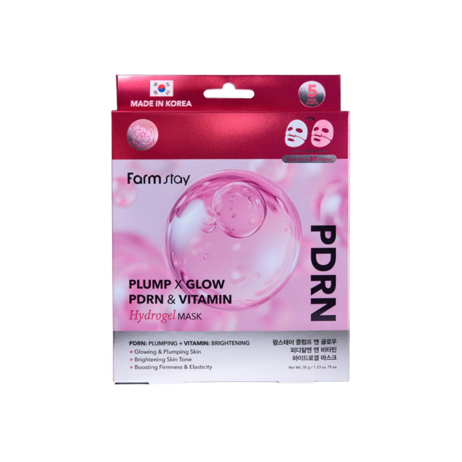 Farmstay Plump & Glow PDRN & Vitamin Hydrgel Mask (5sheets) 35ml (1.23oz) 1ea