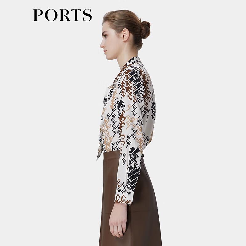 Ports Women's 2023 Fall/Winter "Floating Light Silhouettes" Print Tie-Neck Blouse