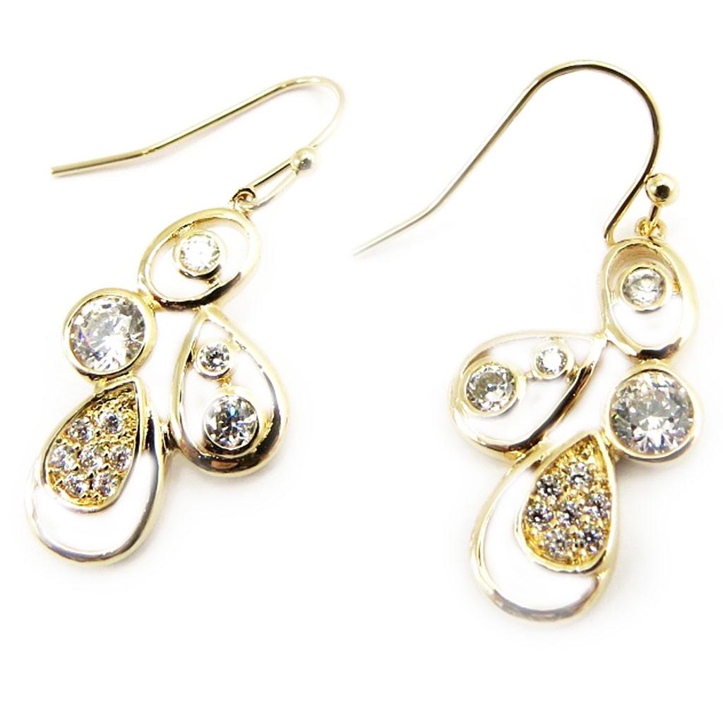 Les Trésors De Lily [L3044] - Gold Plated 'Sissi' White Gold Earrings - 35x15 Mm