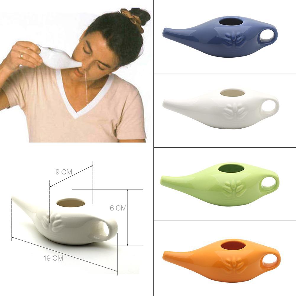 250ml White Ceramic Nasal Rinse Pot Professional Yoga Nose Cleaning Bottle