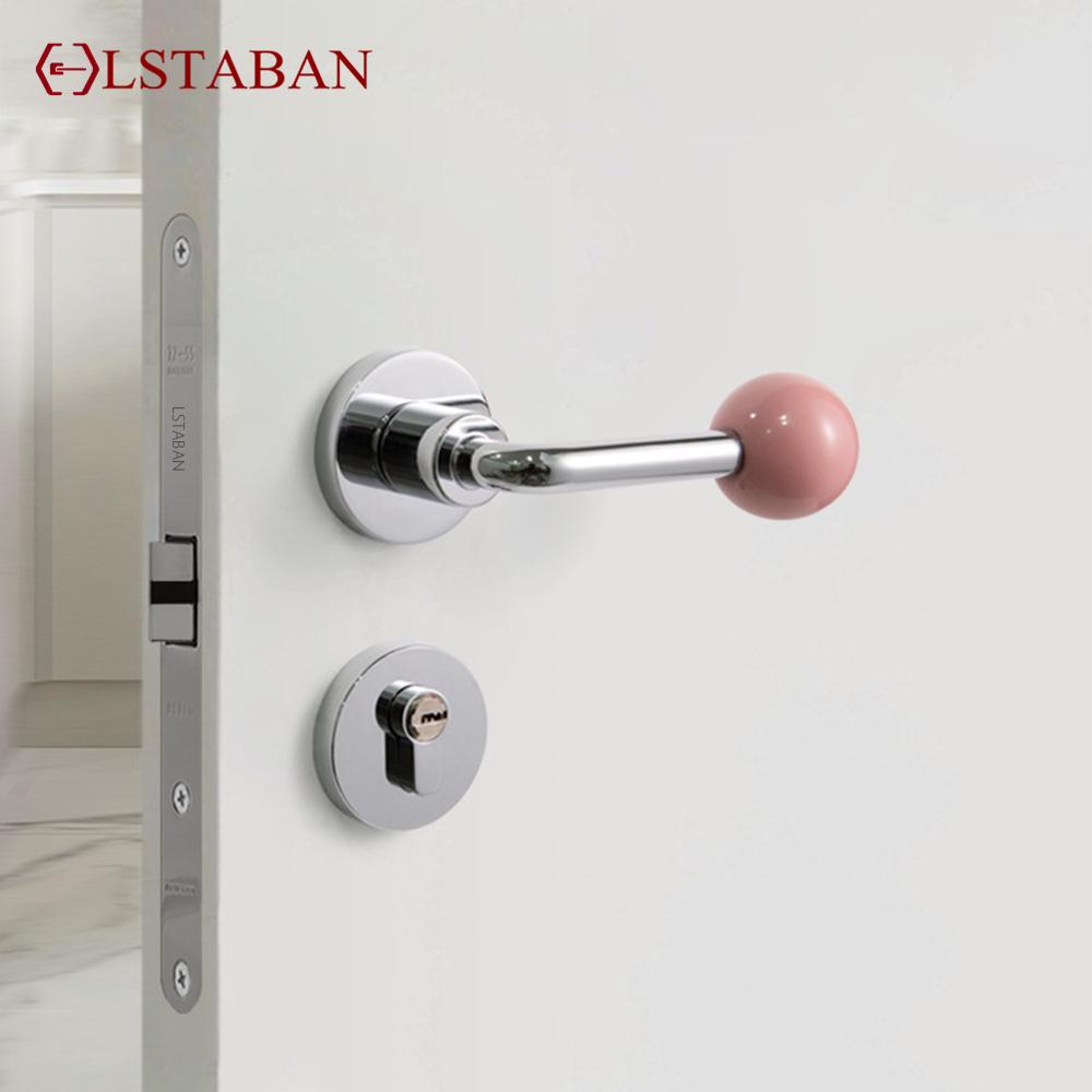 Zinc Alloy Door Lock Interesting Colorful Ceramic Ball Modern Simple Bedroom Silent Door Lock Indoor Wooden Door Handle