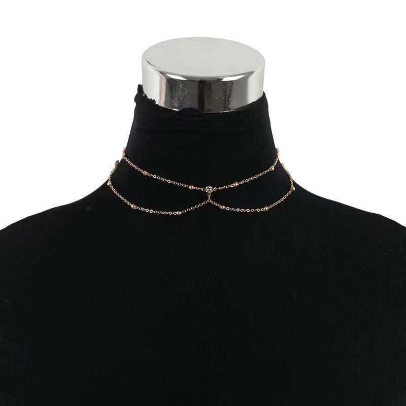 

Pure Desire Choker Necklace Sexy Body Chains Chest Necklace European and American Sexy Three-Dimensional Back Chain Design Clavicle Chain Neck Chain Xl-628-1 [Gold Necklace]