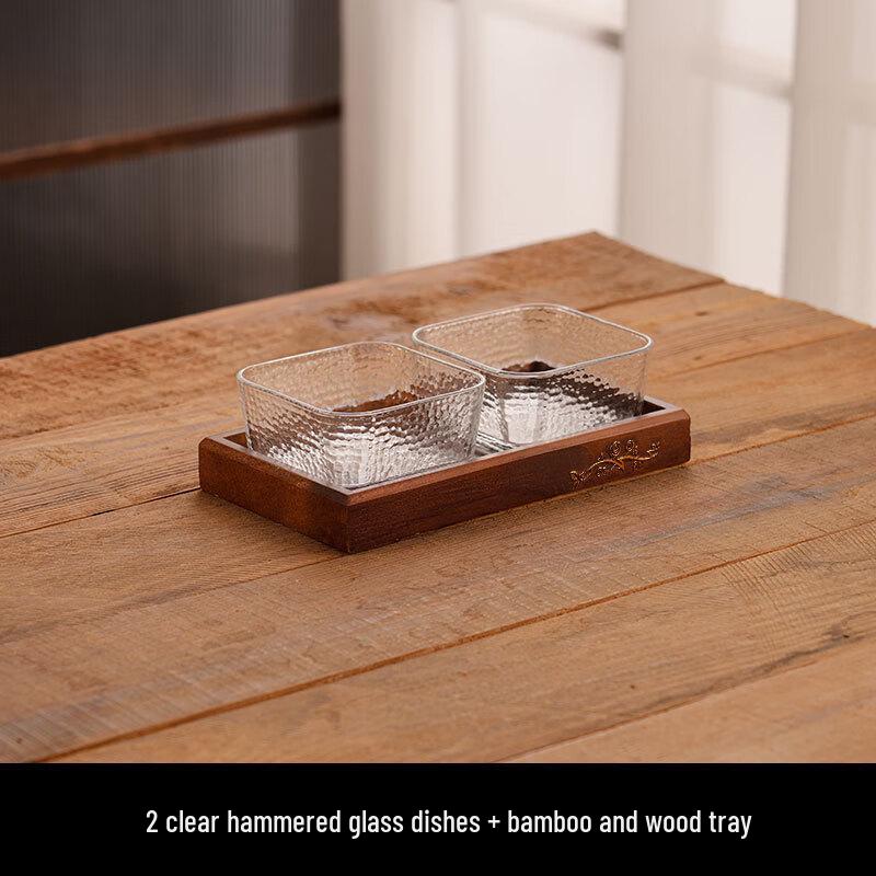 RuHan Walnut Wood Glass Dried Fruit Plate