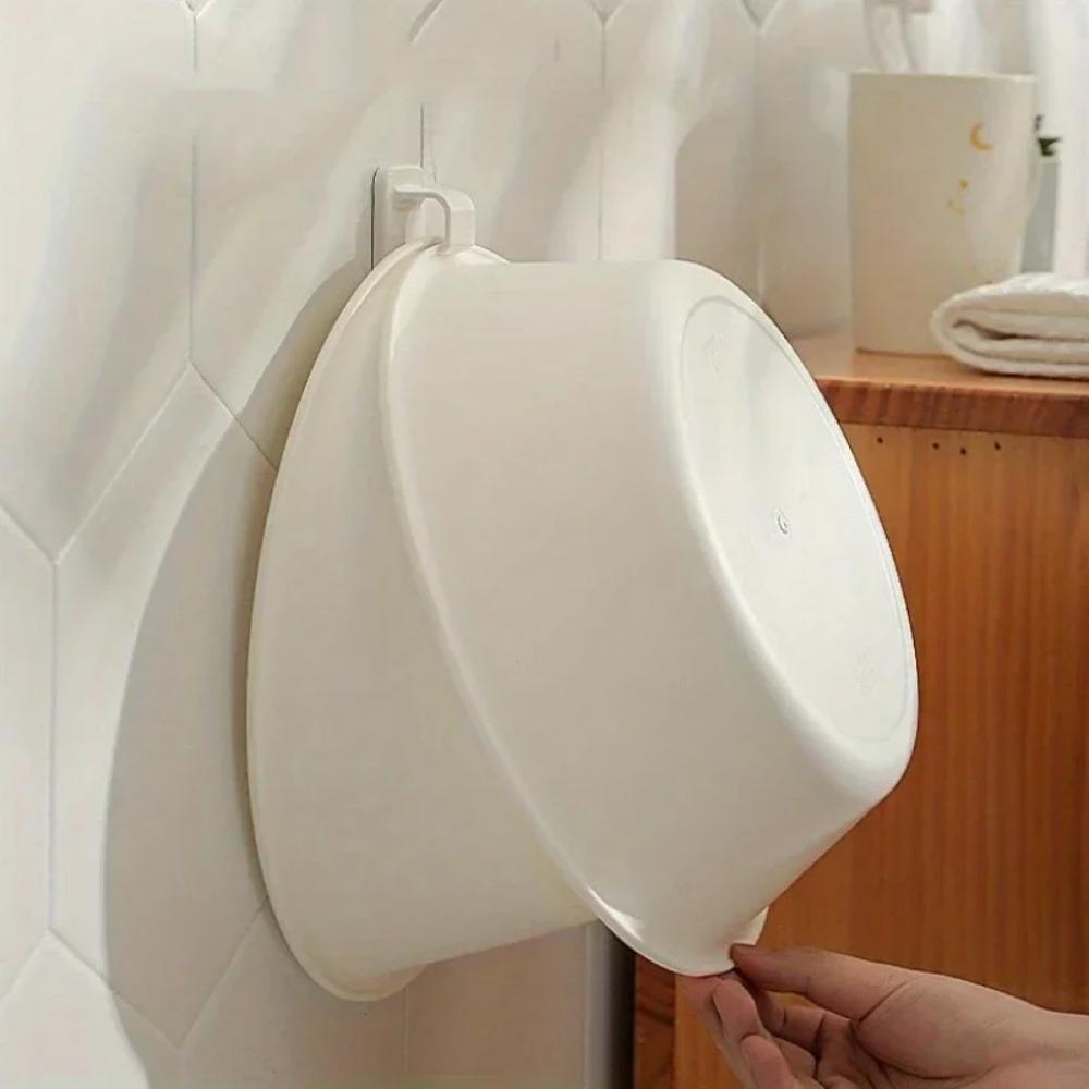 6Pcs Washbasin Hooks Adhesive Hooks Storage Rack Wall-Hung Washbasin Holder Home Bathroom Kitchen Supplies