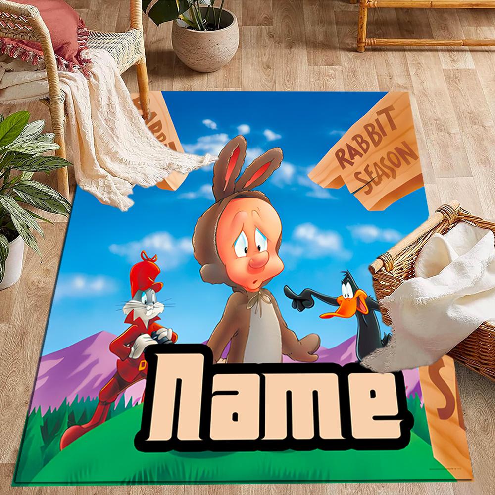 Looney Tunes: Name Frames Customize Text Floor Rug Office Rug Suitable for Dining Room Living Rooms Outdoor Kitchen Anti-slip Rug Office home decor