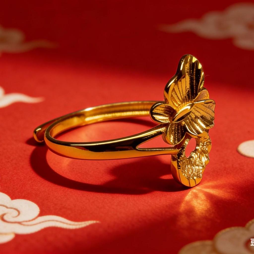 Klassischer Mode Sand Gold Blume Offener Ring für Damen
