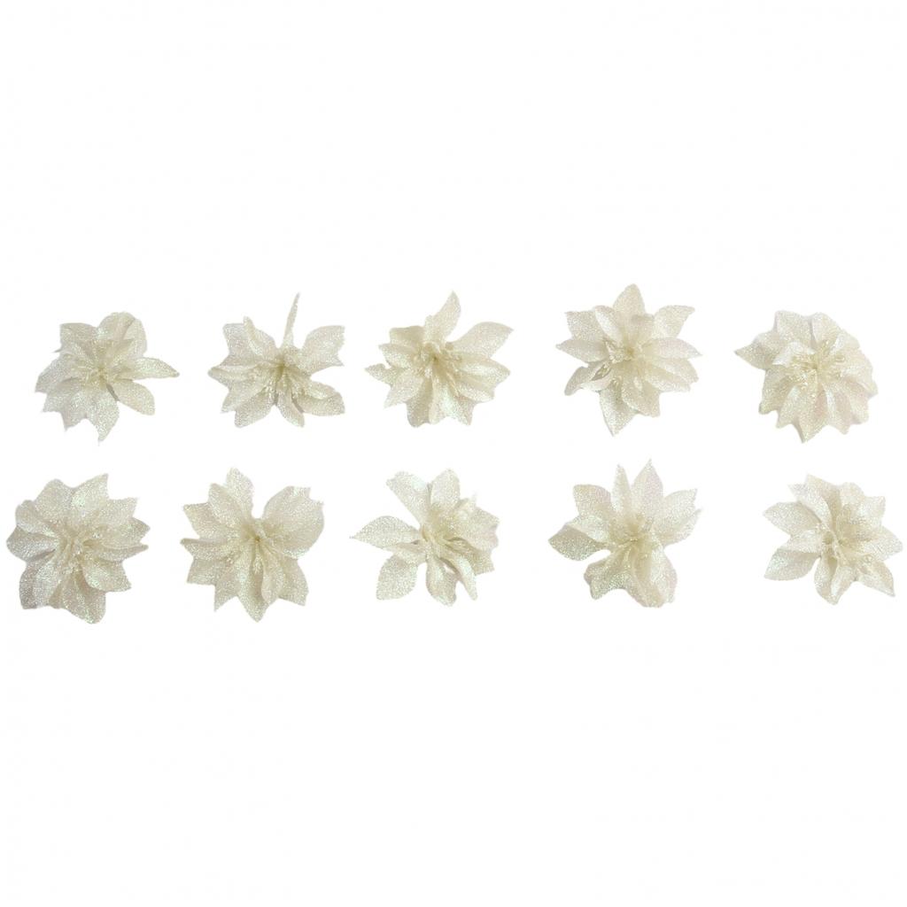 9cm Glittery Poinsettia Flowers Hanging Decoration for Christmas Tree