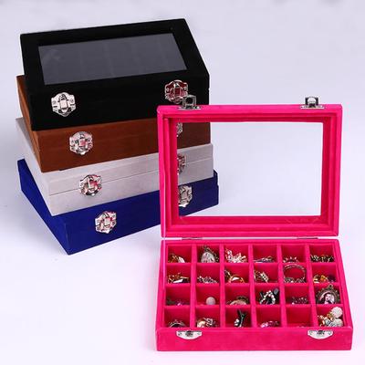 Tragbarer Schmuck-Organizer aus Samt, zur Anzeige von Ohrringen und Ringen, Aufbewahrungsbox