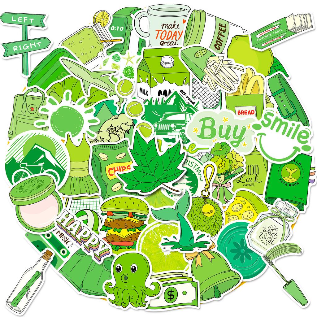 50 US Dollars Green Stickers Small Fresh Girl Green Suitcase Graffiti Stickers