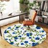 1pc Floral Pattern Blue Flowers Round Chair mat office Area Rug - Non-Slip, Floor Mat for Office, Bedroom, Ideal home decor gift p0105081