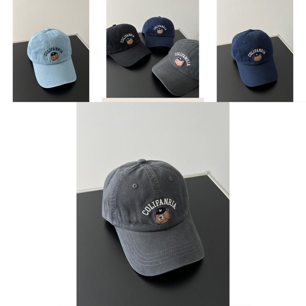 Colifanria Bear Embroidered Cotton Baseball Hat With Adjustable Fit For Sun Protection And Fashion