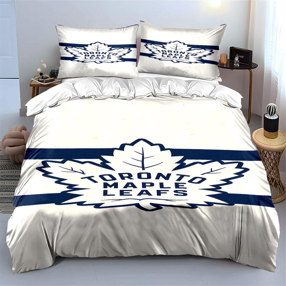 "Toronto Maple Leafs Logo Bedding Set" Print Bedding Set Duvet Cover Pillowcases (1* Duvet Cover 2* Pillowcases Do Not Include Comforter)