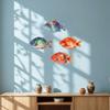 4 Pièces Décoration Murale Poisson en Bois, Art Aquarelle Animal Marin avec 4 Styles Vibrants, Ornement Maison Effet Peint à la Main pour Murs
