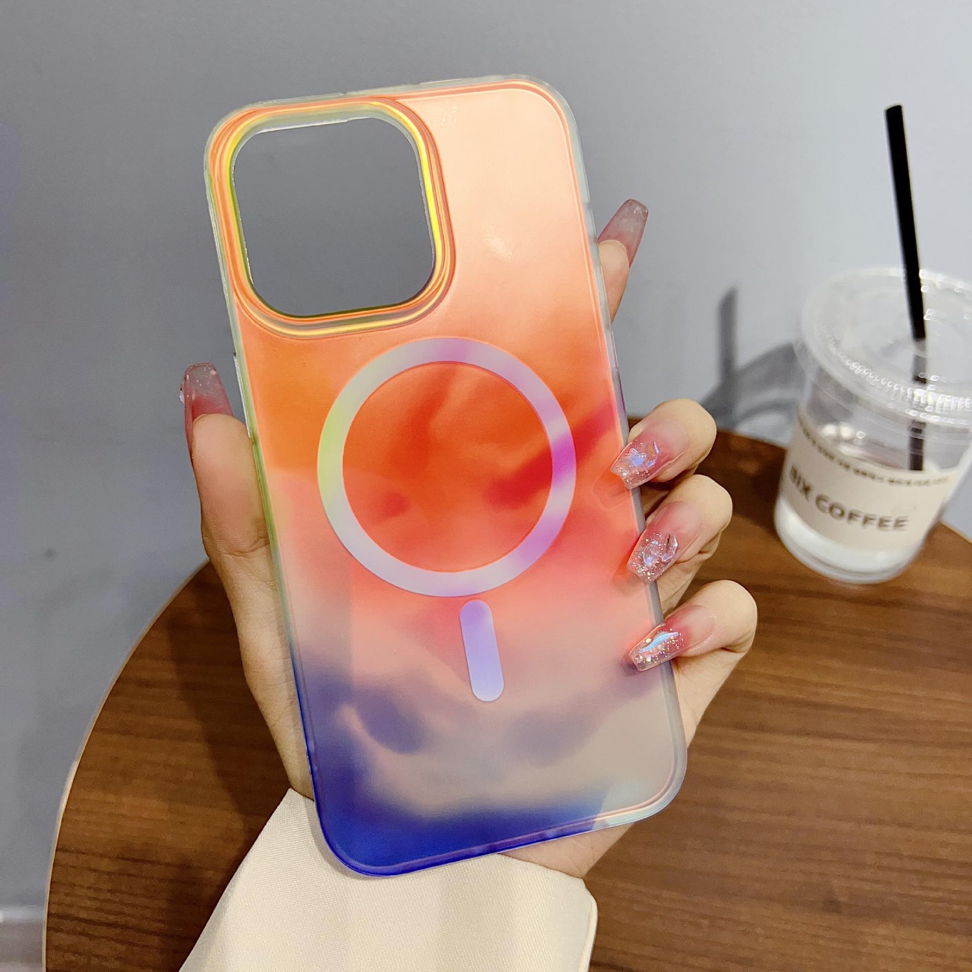 

Подходит для iPhone16PROMAX Чехол для мобильного телефона, меняющий цвет Apple 14/15 Противоударный с магнитной абсорбцией IMD Двойное покрытие Защитный чехол iPhone16Promax