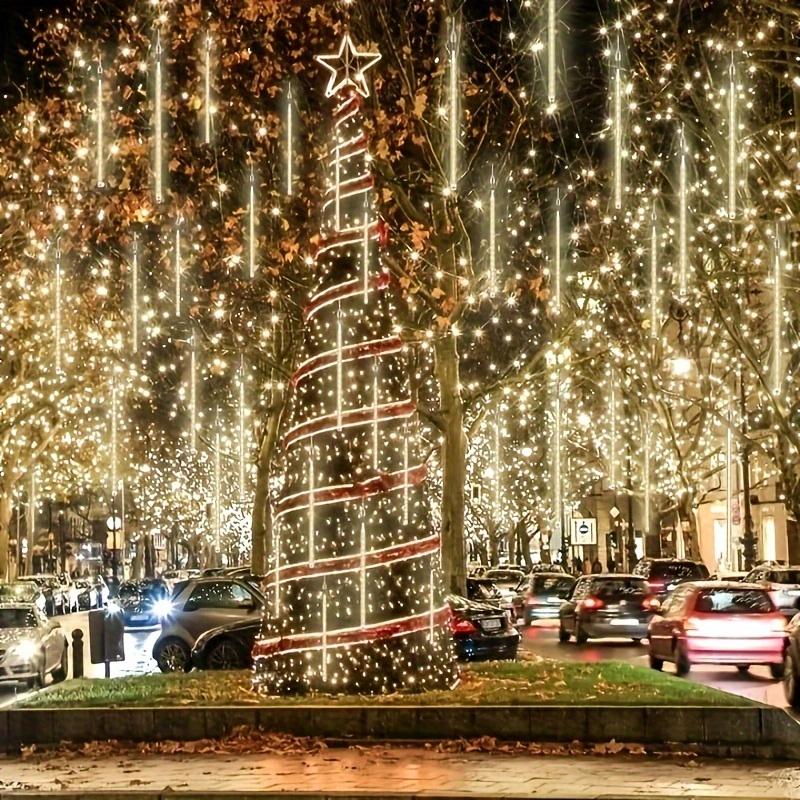 Christmas Outdoor Meteor Shower Lights, Outdoor Garden Lights, Snow Meteor Shower Lights, LED Decorations Suitable for Trees